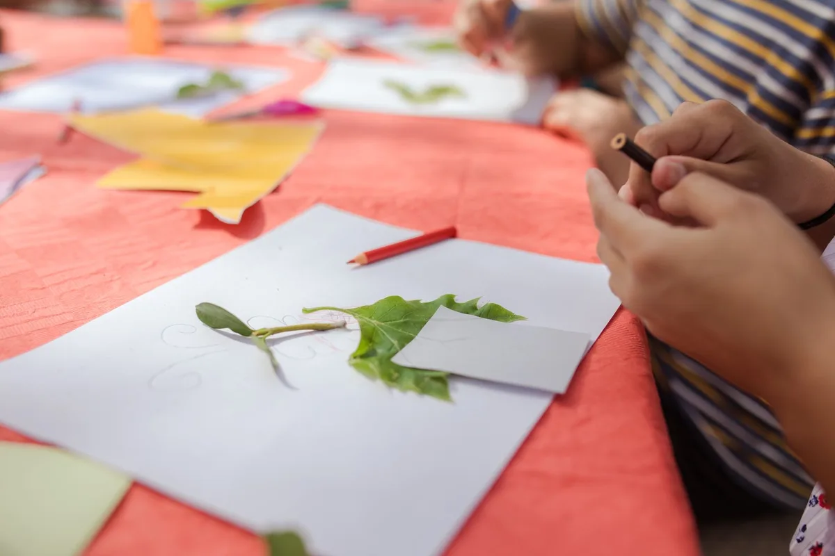 Kinder führen praktische Umweltexperimente in einem Außenbereich durch