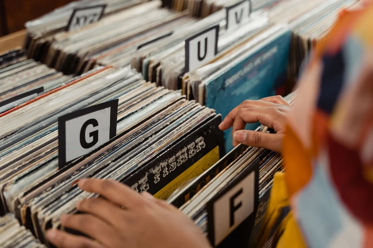 Schallplatten und Musikaufnahmen in einem Studio oder Aufnahmestudio