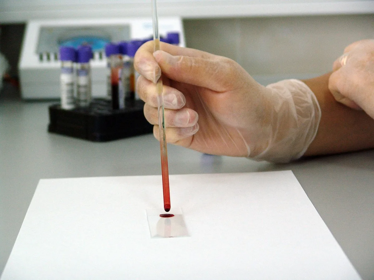Bioarchäologe im Labor bei der Probenahme von Knochen für DNA-Tests