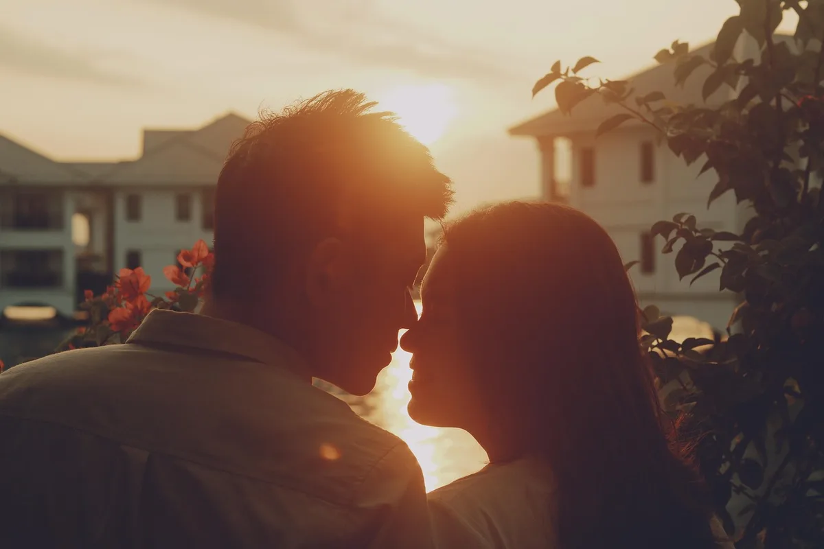 Silhouetten eines streitenden Paares als symbolische Darstellung